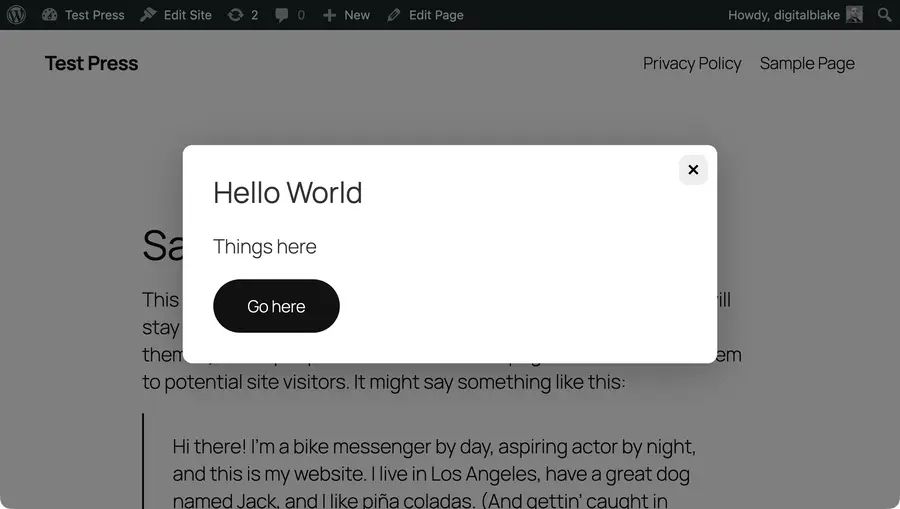Exit intent popup light mode on the front-end